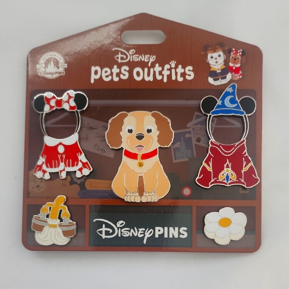 BNWT Disney Pins Disney Pets Lady Pin Outfits Pin Set